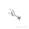CZ LEAVES (OLIVE LEAF) THREADLESS (PUSH IN) 316L SURGICAL STEEL LABRET SET